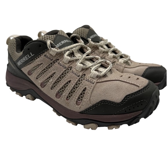 Merrell Alverstone Womens Hiking Shoes J037998 Taupe Suede Mesh Low Top Size 9